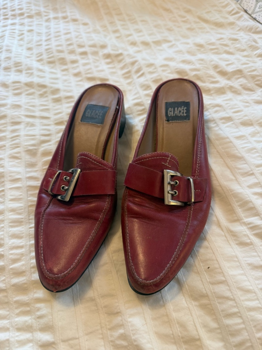 Burgundy Leather Slip-On Loafers with Buckle